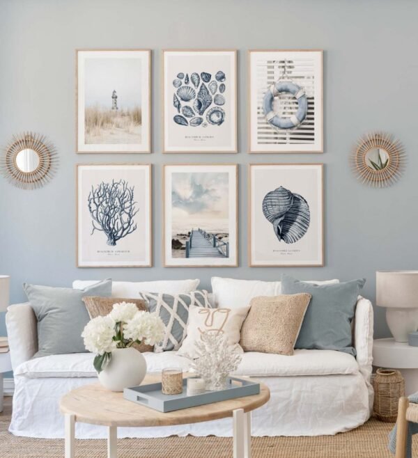 Blue Gallery Wall With Beach & Ses